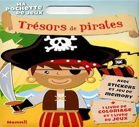 Ma Pochette de jeux Trésors de Pirates avec stickers et jeu de memory + 1 livre de coloriage et 1 livre de jeux
